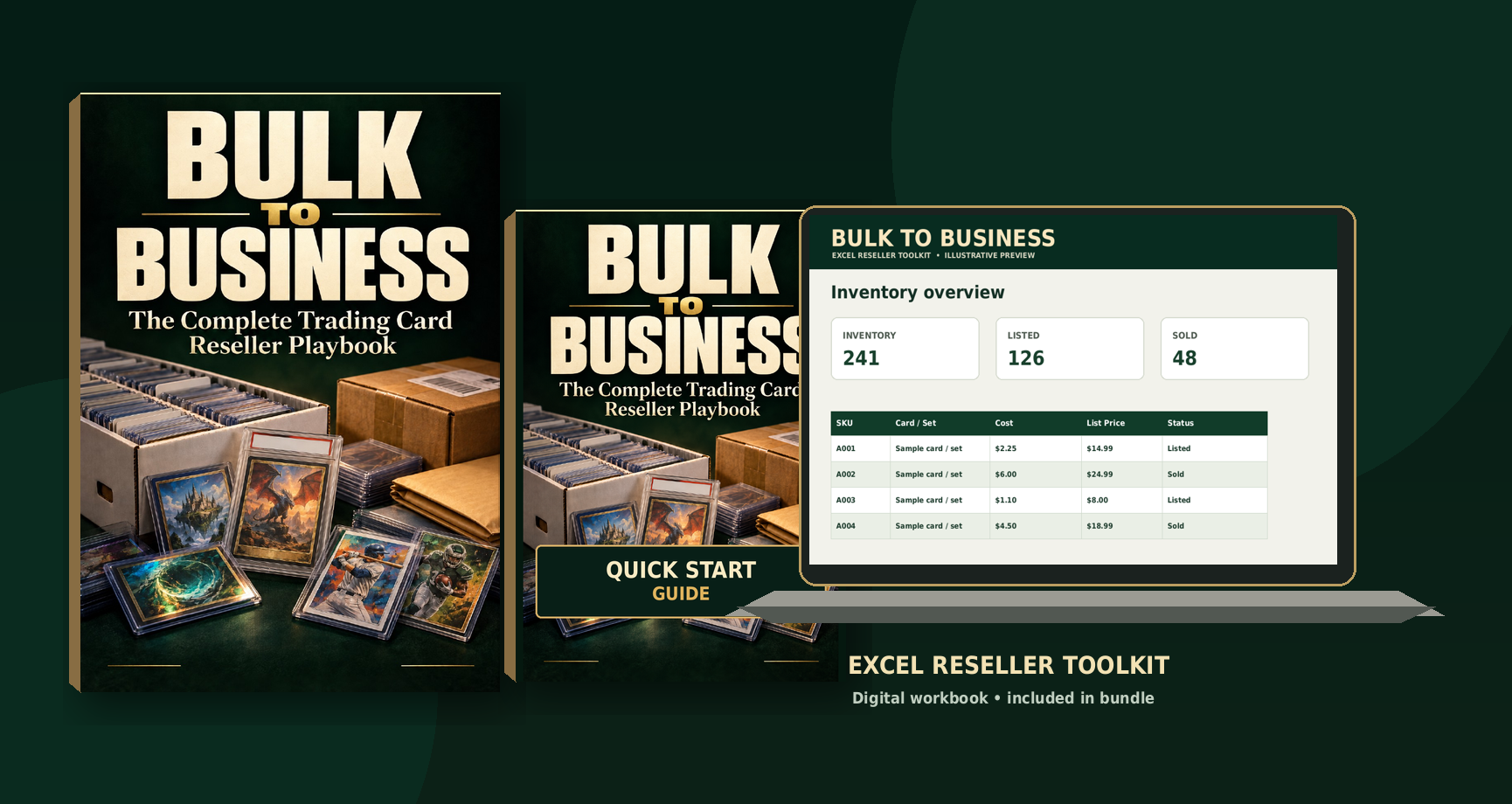 Bulk to Business main playbook, quick start guide and illustrative Excel workbook bundle mockup